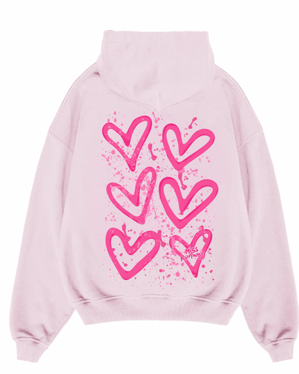 Pink Hearts Hoodie Adults