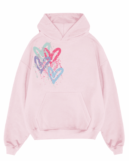 Multi Colour Heart Printed Hoodie