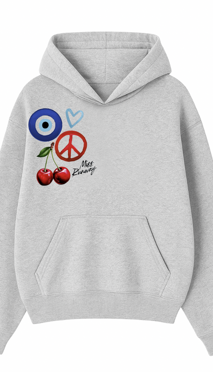 Evil Eye, Cherry, Heart Printed Hoodie – image 4
