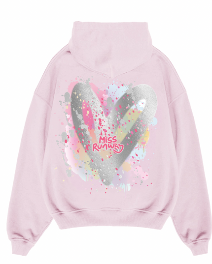 Miss Runway Silver Heart Printed Hoodie