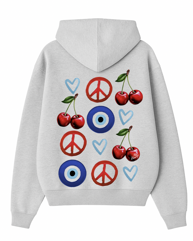 Evil Eye, Cherry Heart Printed Hoodie Kids