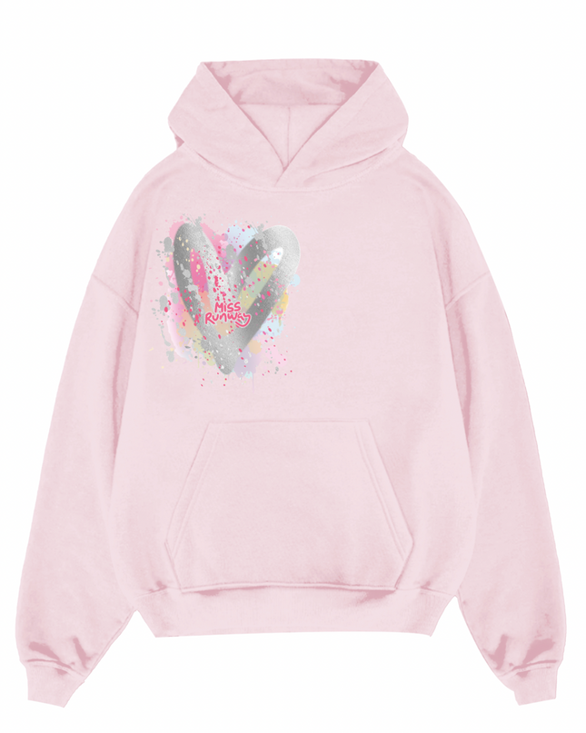 Miss Runway Silver Heart Printed Hoodie Kids