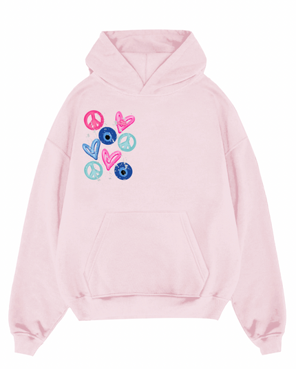Evil Eye, Peace, Hearts Hoodie