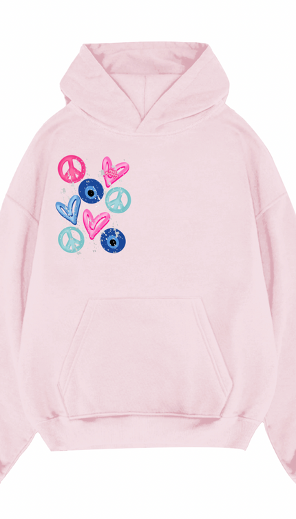 Evil Eye, Peace, Hearts Hoodie – image 8