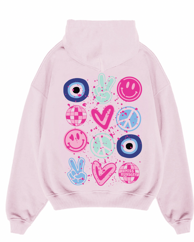 Evil Eye, Fingers, Smiley Printed Hoodie Kids