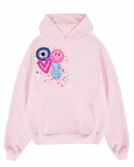 Evil Eye, Fingers, Smiley Printed Hoodie Kids