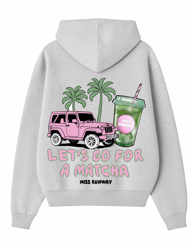 Lets Go For A Matcha Printed Hoodie Kids