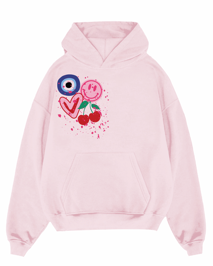 Evil Eye, Cherry, Smiley Hoodie
