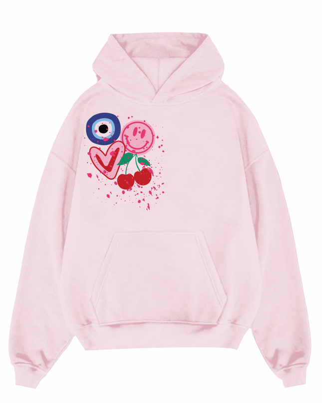 Evil Eye, Cherry, Smiley Printed Hoodie Kids