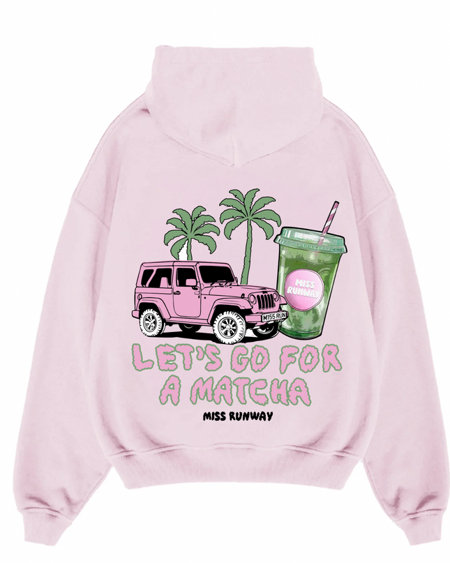 Lets Go For A Matcha Printed Hoodie Kids