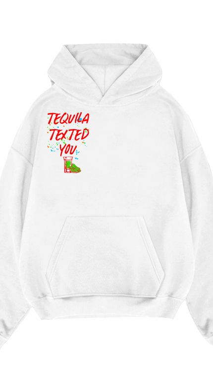 Tequila Texted You Red Printed Hoodie – image 6
