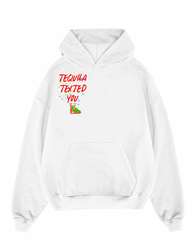 Tequila Texted You Red Printed Hoodie