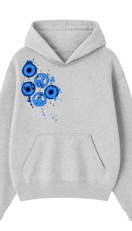 Peace, Evil Eyes Printed Hoodie – image 4