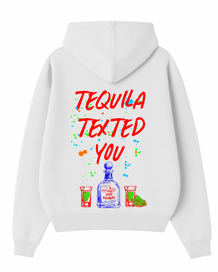 Tequila Texted You Red Printed Hoodie