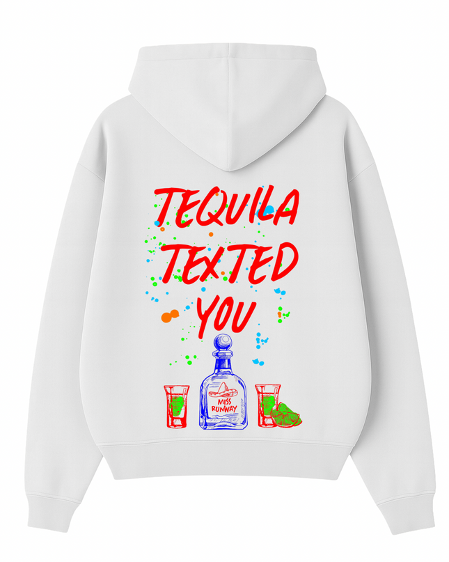 Tequila Texted You Red Printed Hoodie