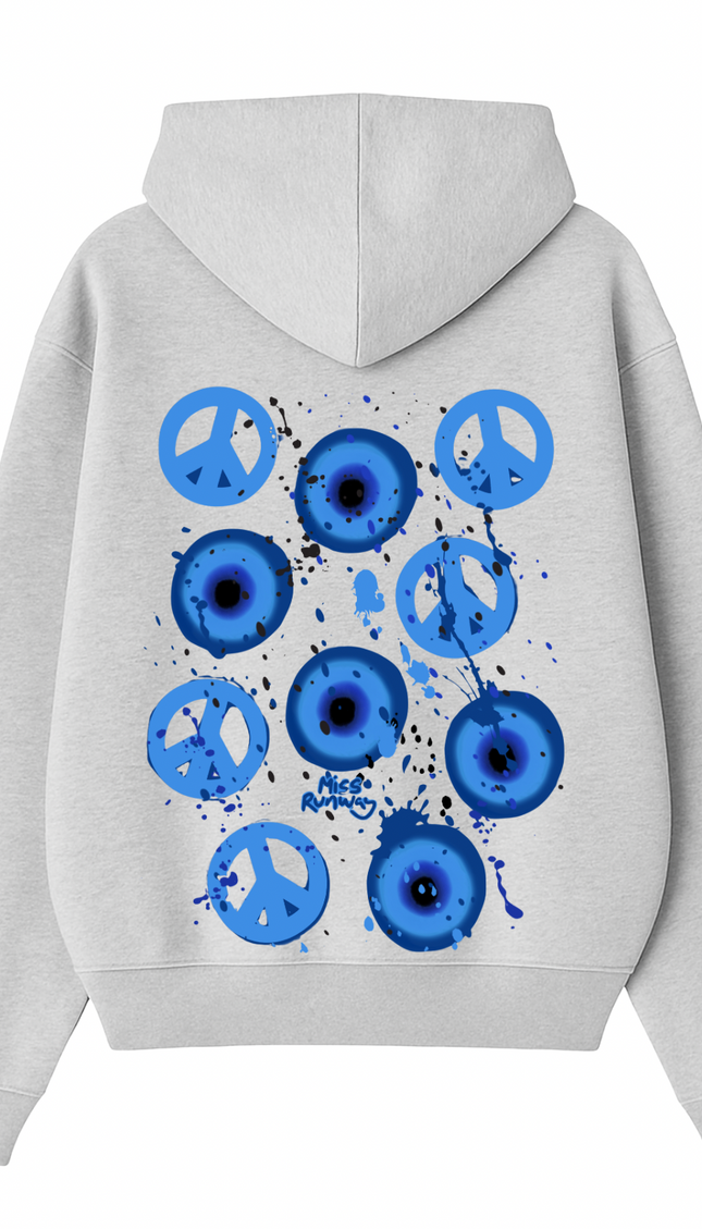 Peace, Evil Eyes Printed Hoodie – additional view