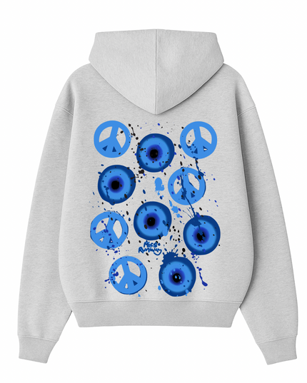 Peace, Evil Eyes Printed Hoodie