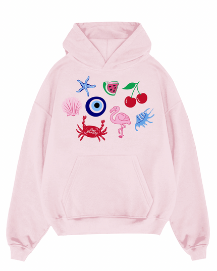 Crab, Flamingo Printed Hoodie Kids