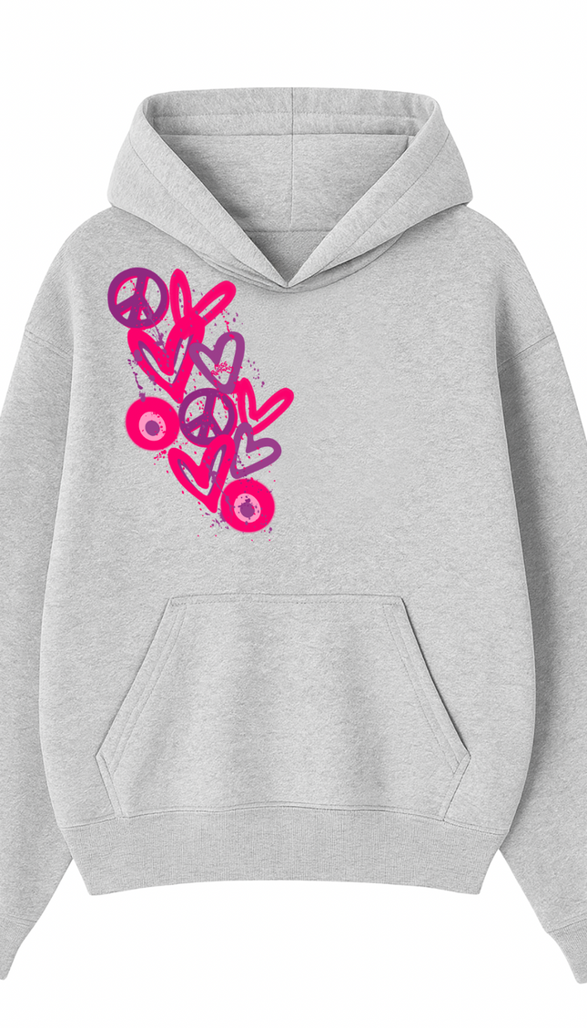 Hot Pink Eye Evil, Heart Printed Hoodie by Miss Runway – image 2