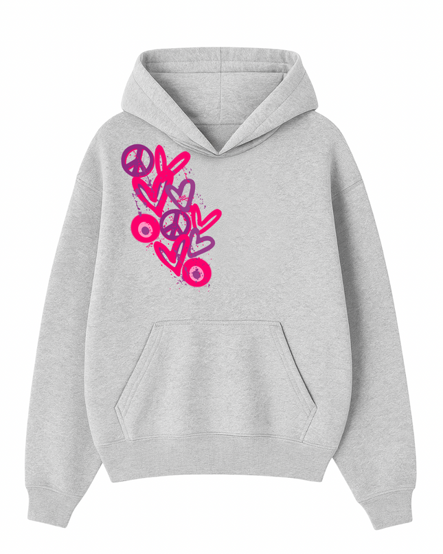 Hot Pink Eye Evil, Heart Printed Hoodie Kids