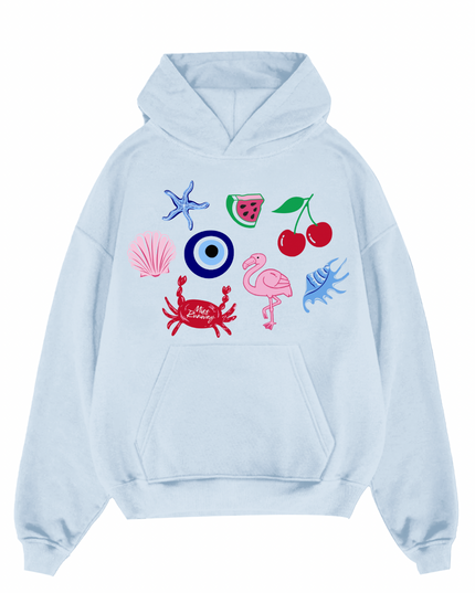 Crab, Flamingo Printed Hoodie Kids