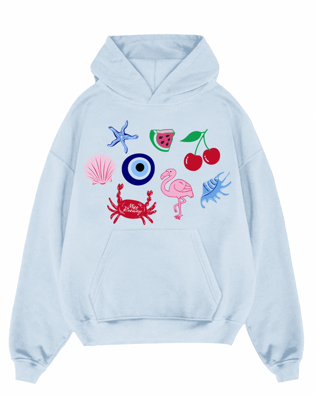 Crab, Flamingo Printed Hoodie Kids