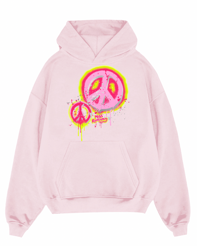 Neon Peace Printed Hoodie Kids