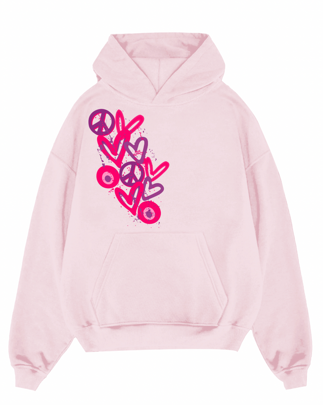 Hot Pink Eye Evil, Heart Printed Hoodie Kids