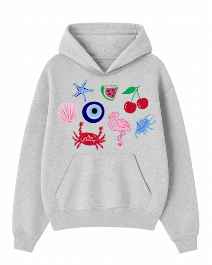 Crab, Flamingo Printed Hoodie Kids