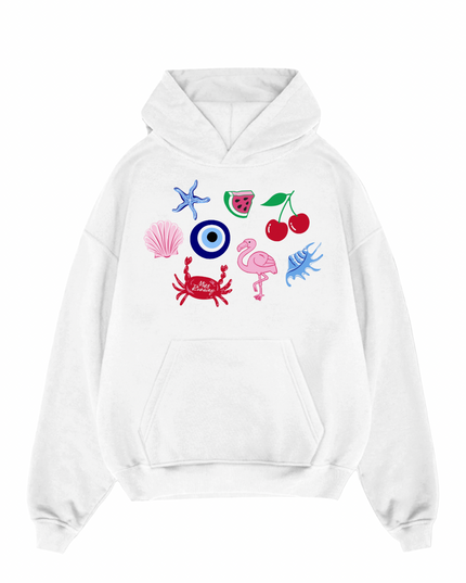 Crab, Flamingo Printed Hoodie Kids