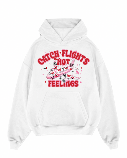 Red Catch Flights Not Feelings Hoodie Kids