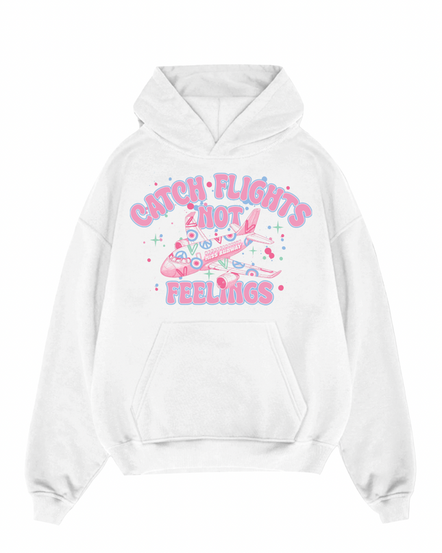 Pink Catch Flights Not Feelings Hoodie Kids