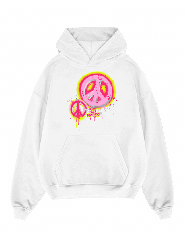 Neon Peace Printed Hoodie Kids