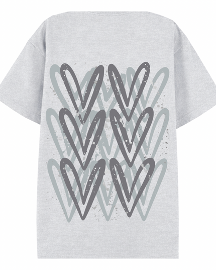 Grey Heart Printed T-shirt Adult