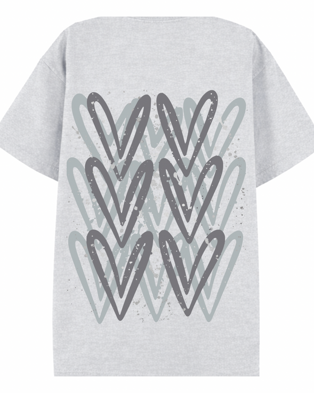Grey Heart Printed T-shirt Adult