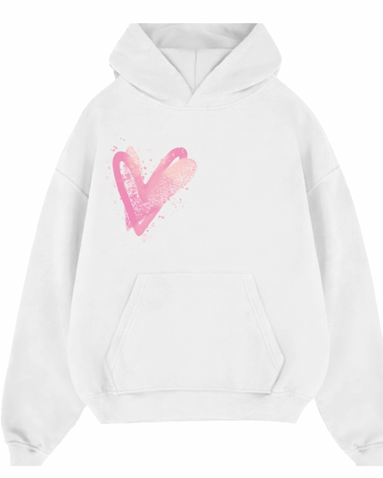 Pink Scatter Heart Printed  Hoodie Kids