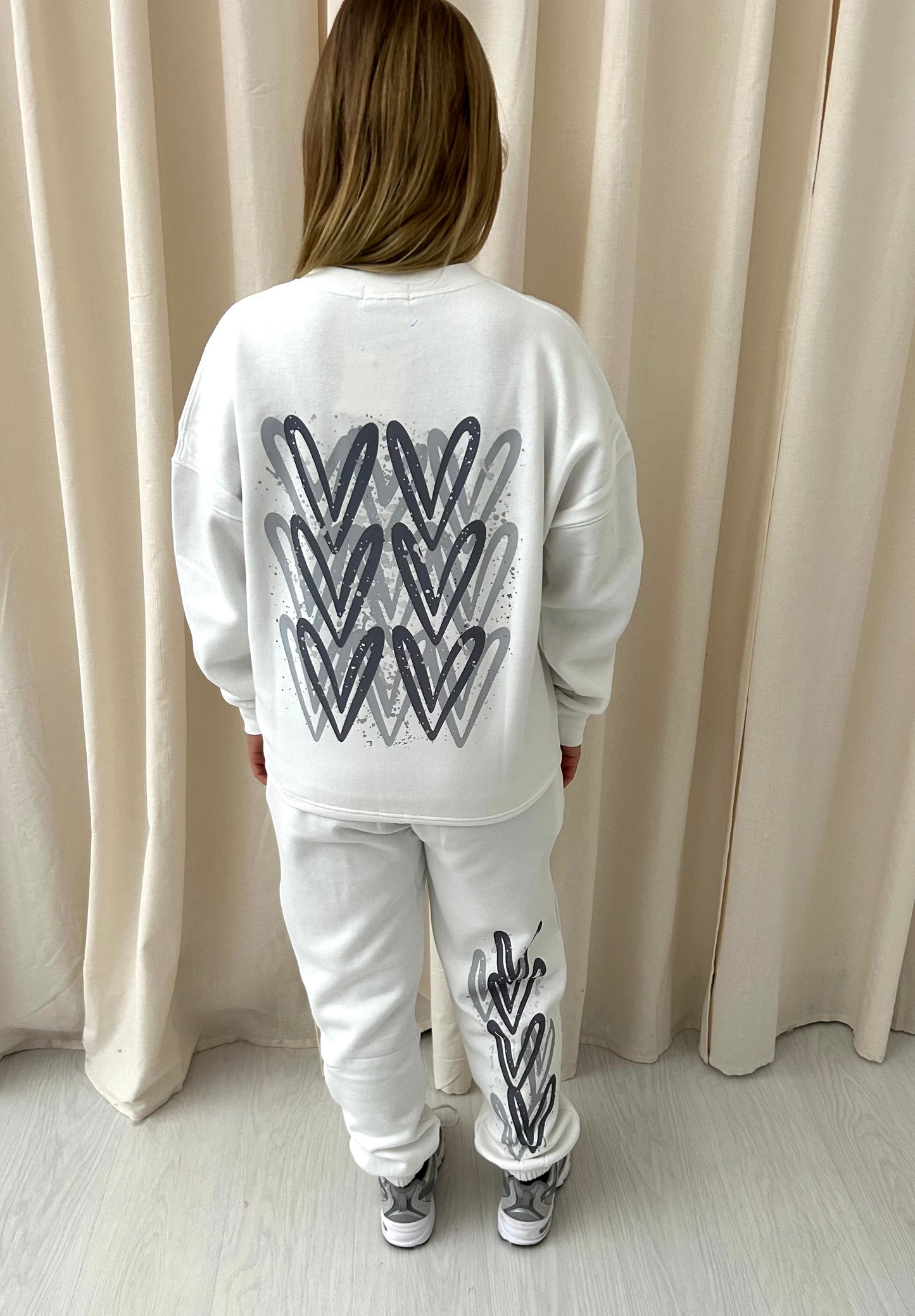 Grey Heart Graffiti Sweatshirt Tracksuit White