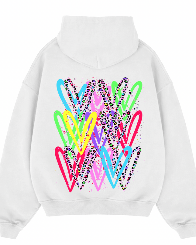 Multicoloured Leopard Print Heart Printed  Hoodie Kids
