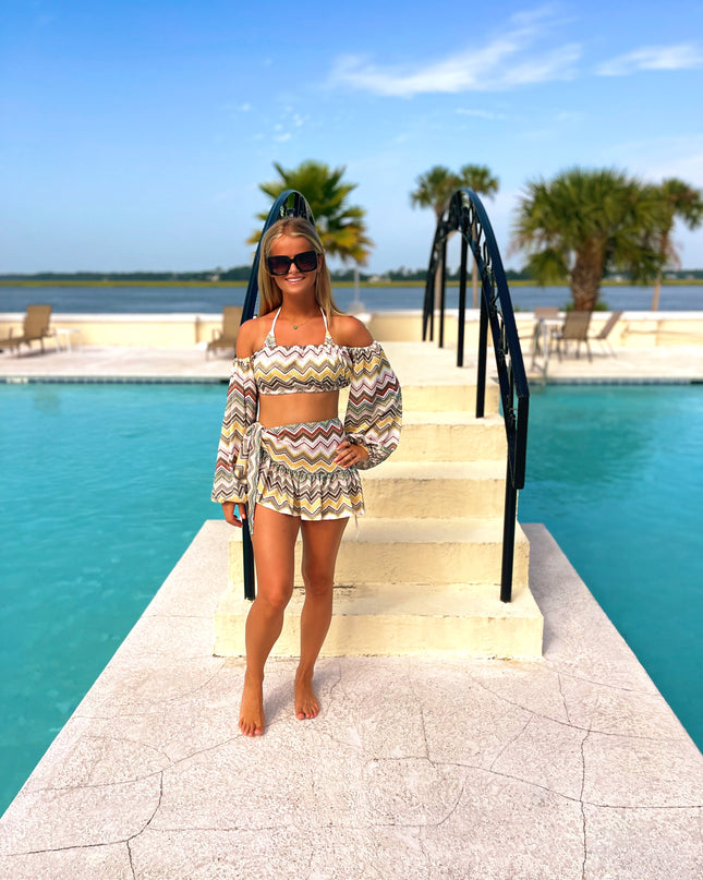 Khaki Zig Zag Co ord