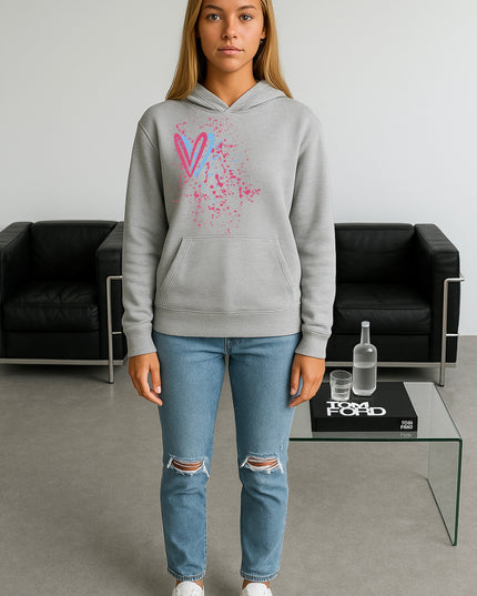 Multicoloured Heart Printed Hoodie