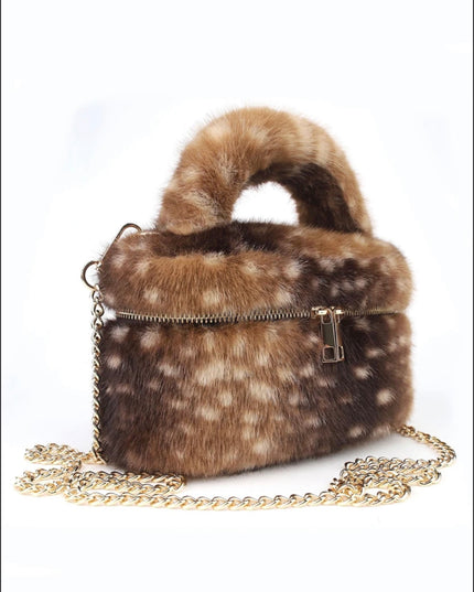 Faux Fur Vanity Bag in Deer Print – alternate view