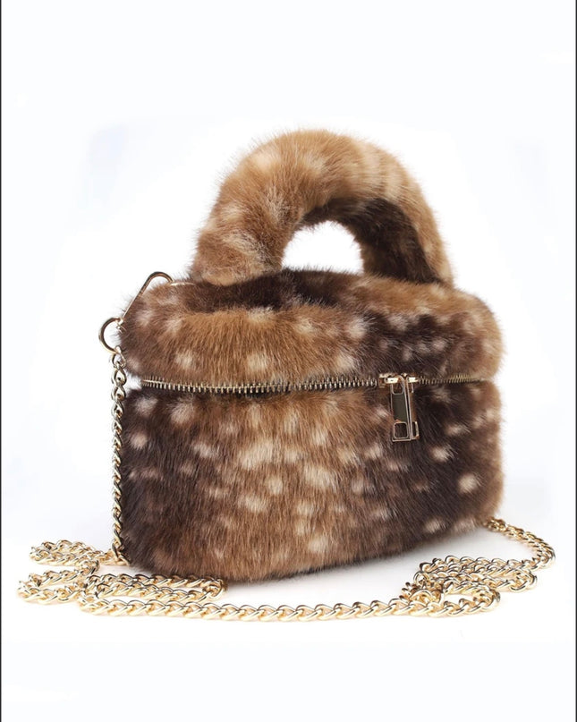 Faux Fur Vanity Bag in Deer Print – alternate view