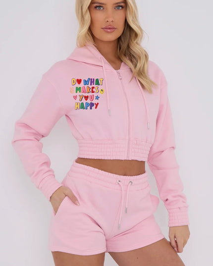 Do What Makes You Happy Printed Short Set