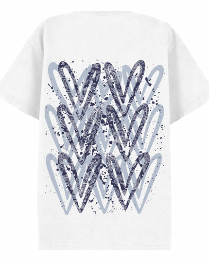 Navy Paisley Heart Printed T-shirt Adult