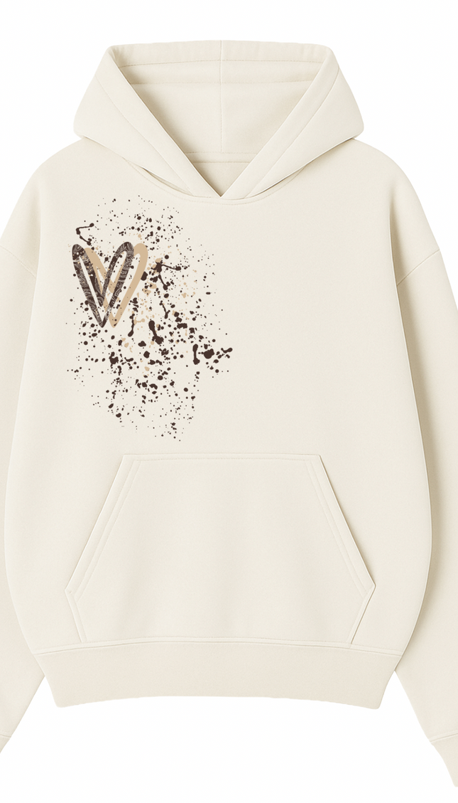 Brown Paisley Heart Printed Hoodie – image 4