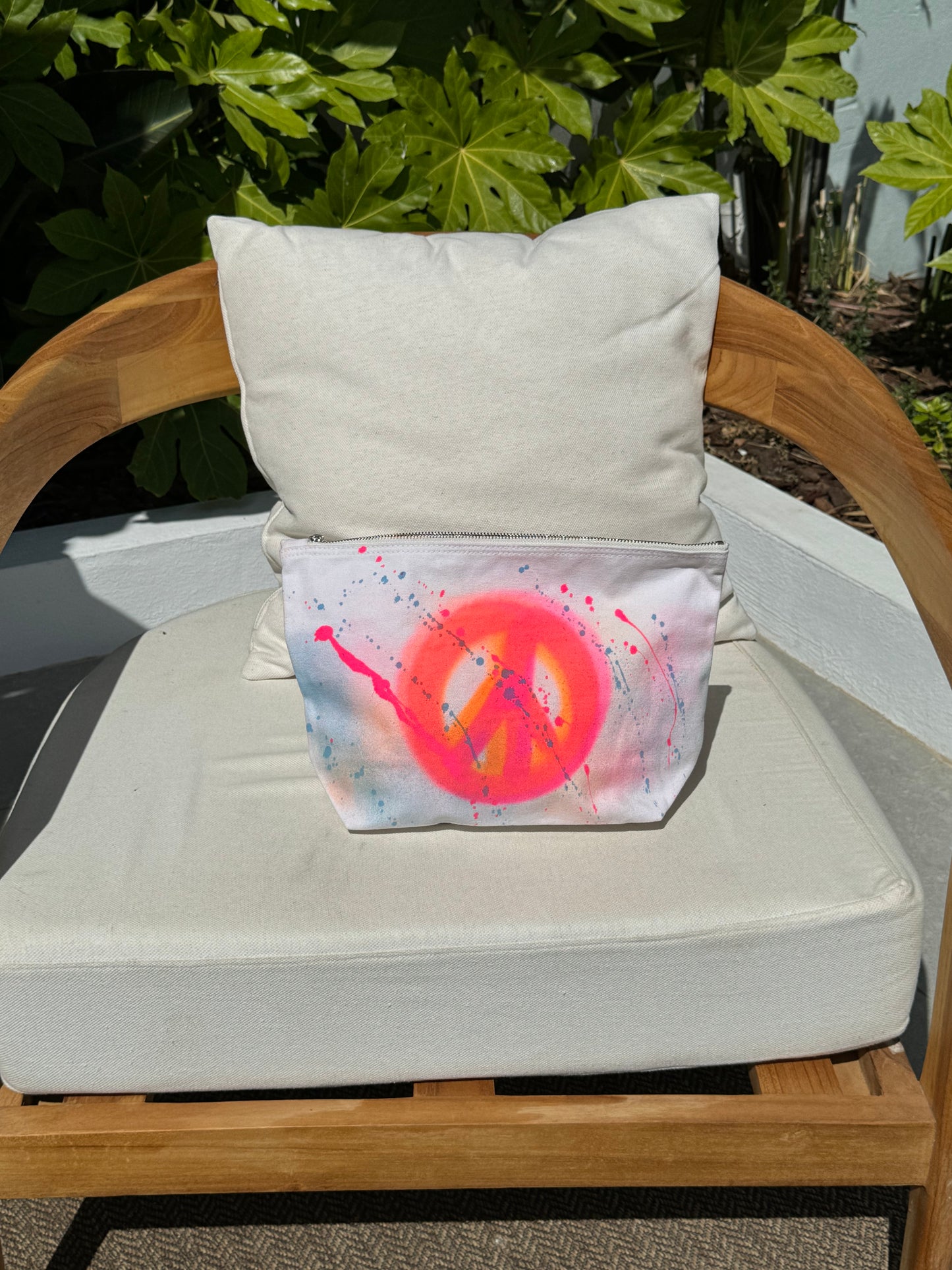 Neon Splash/Spray Peace White Toiletry Bag