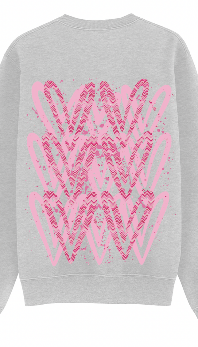 Hot Pink Zig Zag Heart Printed Sweatshirt – image 7