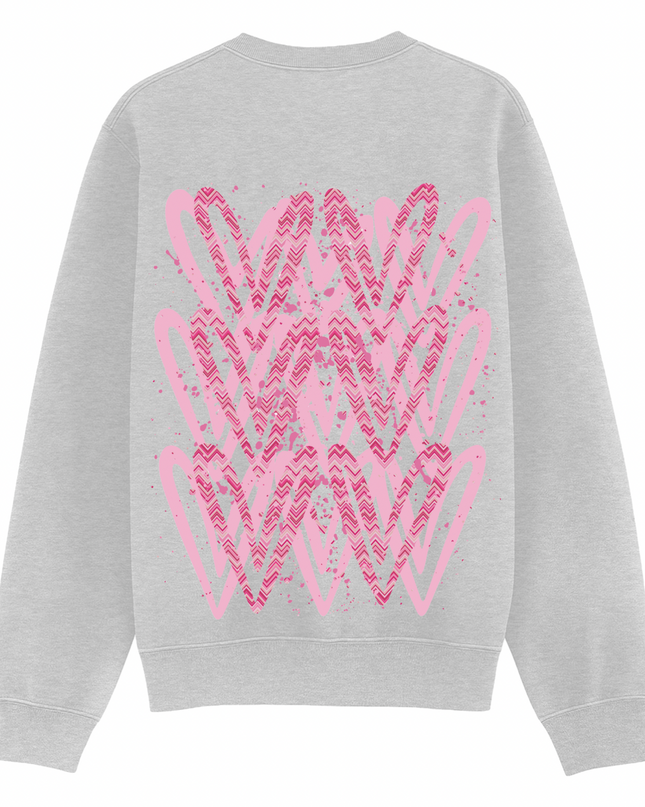 Hot Pink Zig Zag Heart Printed Sweatshirt Kids