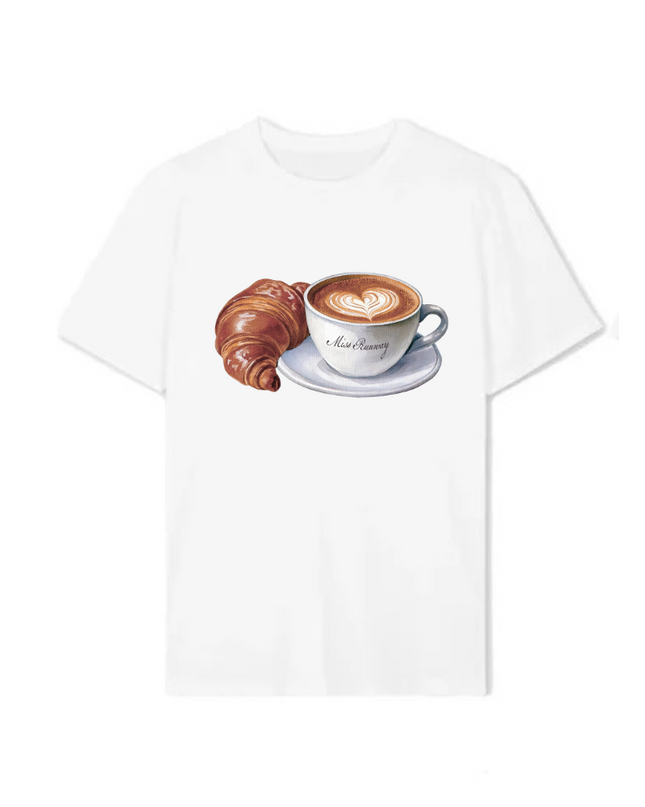 Coffee + Croissant Printed T-shirt Adult