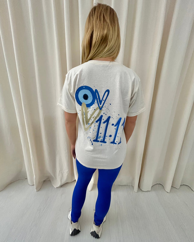 Gold Heart Evil Eye 11:11 Printed T-shirt Adult
